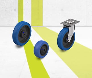 Séries de roues et de roulettes POBS avec bande de roulement en polyuréthane Blickle Besthane Soft
