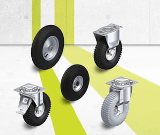 Séries de roues et de roulettes P à bandage pneumatique