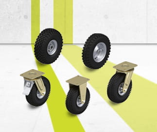 Séries de roues et de roulettes PS à bandage pneumatique