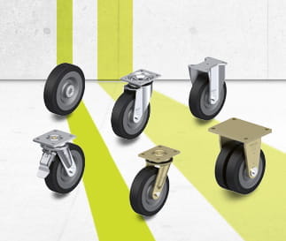 Séries de roues et de roulettes SE à bandage en caoutchouc plein élastique