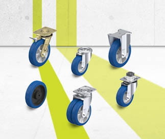 Serie di ruote e ruote con supporto con rivestimento in poliuretano Blickle Besthane Soft