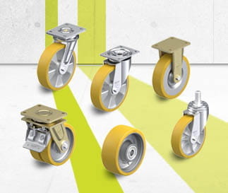 Serie di ruote e ruote con supporto con rivestimento in poliuretano Blickle Extrathane