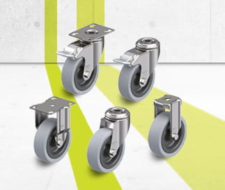 Serie di ruote e ruote con supporto VPA in acciaio inox