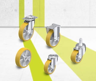 Serie di ruote e ruote con supporto ALTH con rivestimento in poliuretano Blickle Extrathane