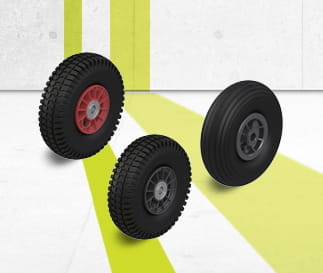Serie di ruote e ruote con supporto PK con anelli pneumatici