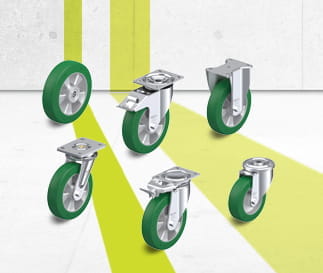 Serie di ruote e ruote con supporto ALST con rivestimento in poliuretano Blickle Softhane